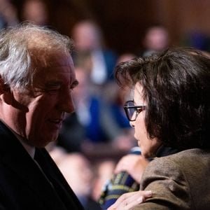 "À mon sens il ne serait pas très reconnaissant d’oublier cette participation” avait-il répondu sur le plateau de BFM TV.
François Bayrou, maire de Pau et président du modem Mouvement Democrate et Rachida Dati, ministre de la Culture - Le président de la République française prononce un discours sur l'Europe depuis l'université de la Sorbonne à Paris, France, le 25 avril 2024. © Jeanne Accorsini/Pool/Bestimage