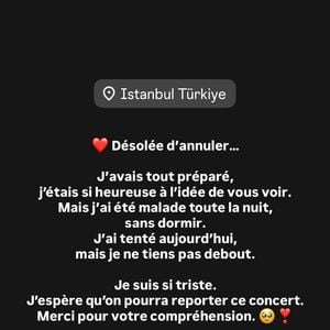 Zaz a confié être contrainte d'annuler une date de sa tournée. Capture d'écran Instagram