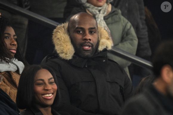 Le judoka français Teddy Riner assiste au match de football de la L1 française entre le Paris Saint-Germain et l'AS Monaco au stade du Parc des Princes à Paris le 7 février 2025. Photo par Firas Abdullah/ABACAPRESS.COM