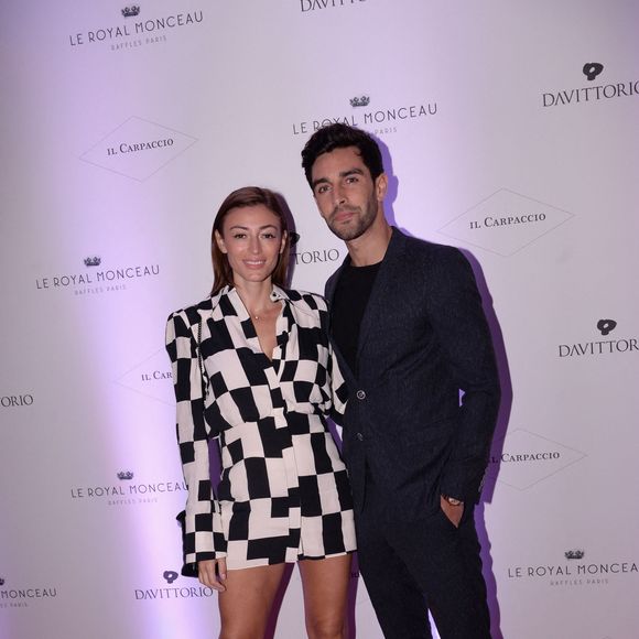 Rachel Legrain-Trapani (Miss France 2007) et son compagnon Valentin Léonard - Inauguration du restaurant italien gastronomique "Il Carpaccio" au Royal Monceau à Paris le 6 octobre 2021.  © Rachid Bellak/Bestimage
