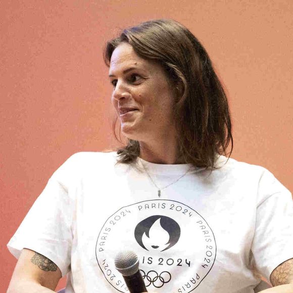 Laure Manaudou - Dévoilement du parcours du relais de la flamme des Jeux Olympiques de Paris 2024 dans la grand amphithéâtre de la Sorbonne à Paris le 23 juin 2023. JB Autissier / Panoramic / Bestimage