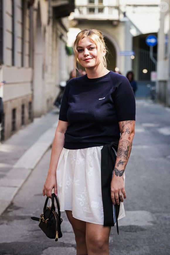 Louane - Les célébrités arrivent au 2ème Club littéraire Miu Miu pendant la Milan Design Week, le 10 avril 2025 à Milan. 
© Lucia Sabatelli / Bestimage