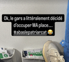 “Ok, le gars a littéralement décidé d’occuper MA place…”, ajoute la compagne de Marc Thiercelin