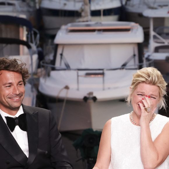 Exclusif -  Bertrand Chameroy, Anne-Elisabeth Lemoine, sur le plateau de l'émission "C à vous" lors du 78ème Festival International du Film de Cannes, France, le 23 mai 2025. © Jack Tribeca/Bestimage