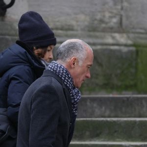 Gilles Bouleau arrivant à la cérémonie d'enterrement de Catherine Laborde à l'église Saint-Roch à Paris, France, le 6 février 2025.  Photo by Nasser Berzane/ABACAPRESS.COM