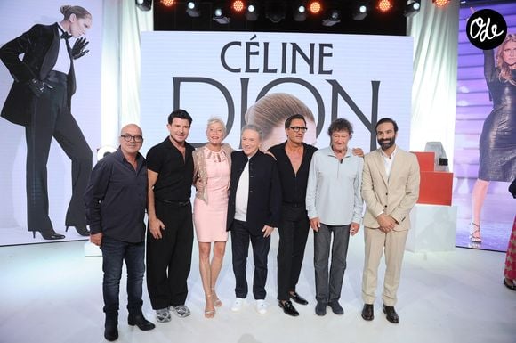 Exclusif - Jacques Veneruso, Vincent Niclo, Valérie Michelin, Michel Drucker, Dany Brillant, Robert Charlebois et Ycare - Enregistrement de l'émission "Vivement dimanche" spécial Céline Dion au studio Rive gauche, presentée par Michel Drucker. Diffusion sur France 3 le 6 septembre 2026. © Guillaume Gaffiot/Bestimage