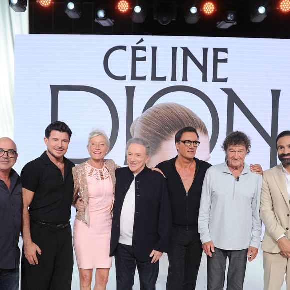 Exclusif - Jacques Veneruso, Vincent Niclo, Valérie Michelin, Michel Drucker, Dany Brillant, Robert Charlebois et Ycare - Enregistrement de l'émission "Vivement dimanche" spécial Céline Dion au studio Rive gauche, presentée par Michel Drucker. Diffusion sur France 3 le 6 septembre 2026. © Guillaume Gaffiot/Bestimage