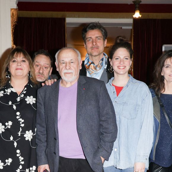 Exclusif -  Michèle Bernier, Francis Perrin, Véronique Boulanger, Eric Boucher, Cyril Garnier, Riton Liebman, Bastien Monier et Morgane Cabot - 50ème de la pièce "Lyly" avec M. Bernier et F. Perrin au théâtre de Paris le 27 mars 2025. © Coadic Guirec/Bestimage