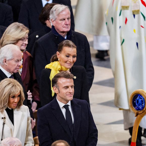 Le grand-duc Henri de Luxembourg, Le président de la République française, Emmanuel Macron et de Brigitte Macron - Messe de consécration du mobilier liturgique de la cathédrale Notre-Dame de Paris, le 8 décembre 2024. 
© Cyril Moreau / Bestimage