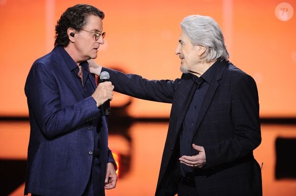 Exclusif - Francis Cabrel et Serge Lama - Enregistrement de l'émission TV "La Chanson Secrète 3", qui sera diffusée le vendredi 1er novembre à 21h00 sur TF1.