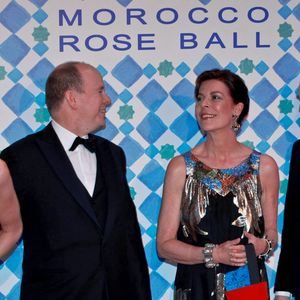 Charlene Wittstock, le Prince Albert II, la Princesse Caroline de Hanovre, le Ministre français de la Culture Frédéric Mitterrand assistant au Bal de la Rose 2010 'Maroc' qui s'est tenu au Sporting de Monaco à Monte Carlo, Monaco, le 27 mars 2010. Photo by Edward Wright/ABACAPRESS.COM
