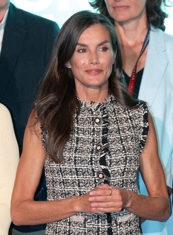 La reine Letizia d’Espagne assiste au troisième Congrès international sur la traite des êtres humains à des fins d’exploitation sexuelle au Caixa Forum, à Madrid, en Espagne, le 11 septembre 2025. LALO YASKY / BESTIMAGE