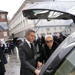 La princesse Luisa de Savoie, La princesse Clotilde Courau de Savoie, Le prince Emmanuel-Philibert de Savoie, Marina Ricolfi Doria - Les funérailles du prince Victor Emmanuel de Savoie, fils du dernier roi d'Italie, en la cathédrale Saint-Jean-Baptiste de Turin, le 10 février 2004. SGP / BESTIMAGE