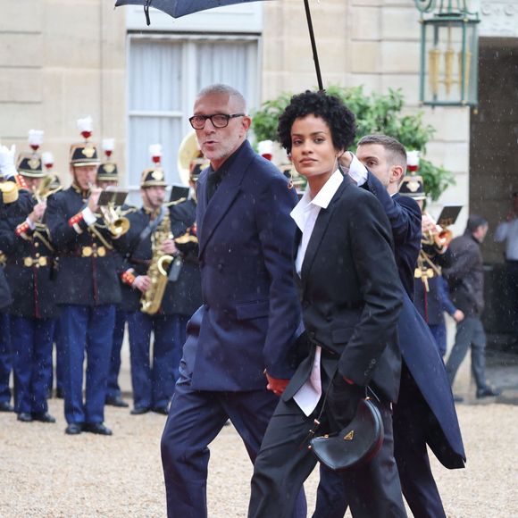 Vincent Cassel et sa compagne Narah Baptista - Arrivées des personnalités au dîner d’État en l’honneur du président brésilien et de sa femme au palais présidentiel de l’Élysée à Paris, France, le 5 juin 2025. © Jacovides-Moreau/Bestimage