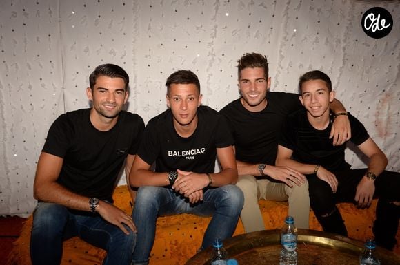 Exclusif -  Enzo Zidane (fils de Zinédine Zidane), Driss Zidane (neveu de Zinédine Zidane), Luca Zidane (fils de Zinédine Zidane) et Maxime Lopez (footballeur) - Les célébrités lors du festival "Marrakech du Rire 2018" à Marrakech, Maroc, le 24 juin 2018. © Rachid Bellak/Bestimage