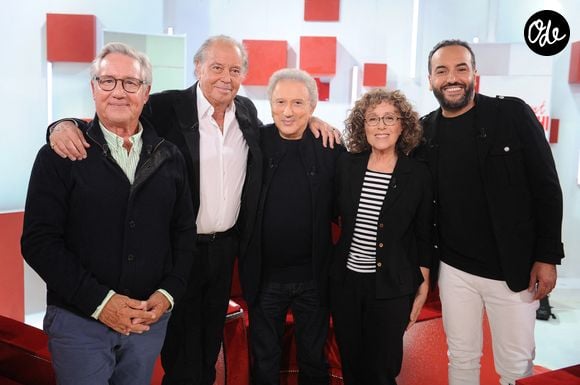 Exclusif - Patrick Sabatier, Michel Leeb, Michel Drucker, Mireille Dums et Kamel le magicien - Enregistrement de l'émission Vivement dimanche au studio Rive gauche, presentée par Michel Drucker . Diffusion sur France 3 le 25/10/2026. © Guillaume Gaffiot / Bestimage