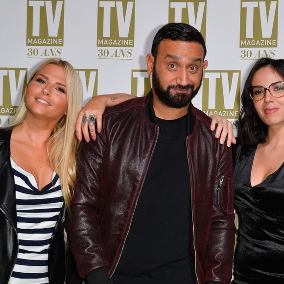 Kelly Vedovelli, Cyril Hanouna, Agathe Auproux à la soirée d'anniversaire des 30 ans de TV Magazine au Pavillon des Champs-Elysées à Paris le 17 octobre 2017