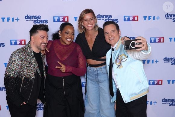 Chris Marques, Mel Charlot, Fauve Hautot et Jean-Marc Genereux participent au photocall de Danse Avec Les Stars dans les studios de TF1 le 16 janvier 2025. Photo de Jerome Domine/ABACAPRESS.COM