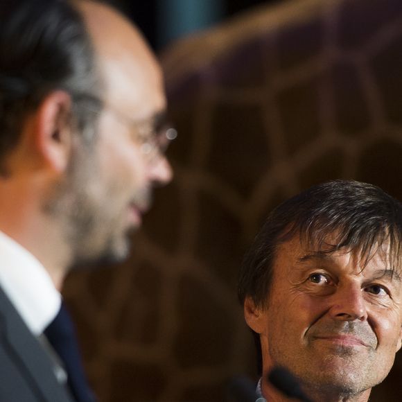 Edouard Philippe, Nicolas Hulot - Conférence sur la biodiversité au Museum national d'Histoire naturelle à Paris le 4 juillet 2018. © Eliot Blondet/Pool/Bestimage