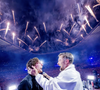 David Guetta a également commenté l'évènement sur les réseaux sociaux : "Avoir mon fils Elvis en première partie était un vrai symbole. On joue une musique totalement différente mais avec la même passion. Ça me rend fier et heureux"

David Guetta et son fils sur scène, lors du concert au Stade de France du samedi 13 juin 2026 - Instagram