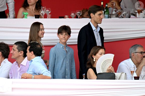 Raphael Elmaleh, la princesse Alexandra de Hanovre, son fiancé Ben-Sylvester Strautmann, Melanie de Massy lors de la 2eme journée du Jumping International de Monte-Carlo, le 4 juillet 2024. La compétition se déroule sur le port Hercule à Monaco, du 3 juillet au 5 juillet. © Bruno Bebert/Bestimage