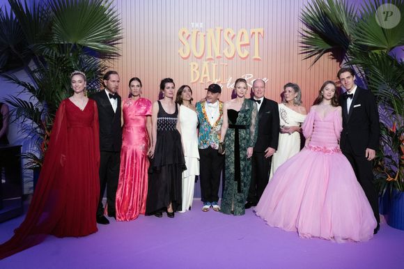 Beatrice Boromeo, Andrea Casiraghi, Tatiana Santo Domingo, Charlotte Casiraghi, la chorégraphe, réalisatrice, danseuse et actrice espagnole Blanca Li, le couturier français Christian Louboutin, La princesse Charlène de Monaco, le prince Albert II de Monaco, la princesse Caroline de Hanovre, la princesse Alexandra de Hanovre et Ben Sylvester Strautmann assistent au Bal de la Rose 2025, le 29 mars 2025 à Monte-Carlo, Monaco. Photo by David NIVIERE/ABACAPRESS.COM