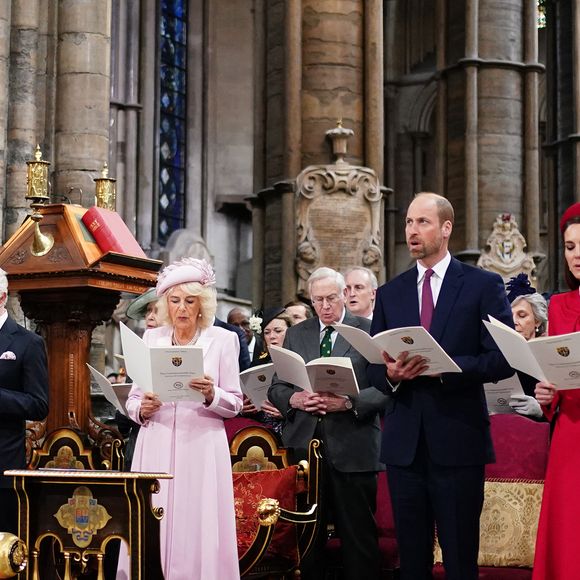 Le roi Charles III d'Angleterre et Camilla Parker Bowles, reine consort d'Angleterre, Le prince William, prince de Galles, et Catherine (Kate) Middleton, princesse de Galles, La princesse Anne, - La famille royale d'Angleterre célèbre le 76ème Commonwealth Day à l'abbaye de Westminster à Londres le 10 mars 2025.
Crédit : Julien Burton / Bestimage
