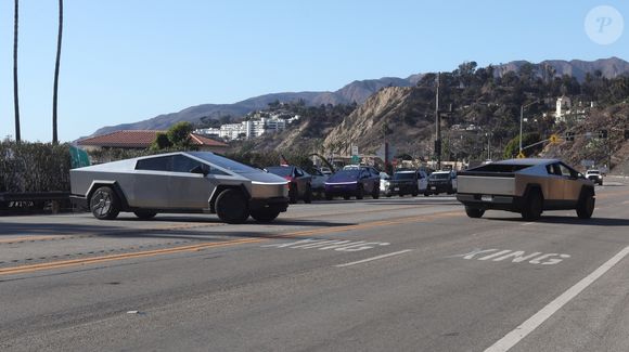 Exclusif - Elon Musk a envoyé à Malibu plusieurs Tesla Cybertruck, équipés d'antennes Starlink, pour aider et assurer les communications des secours et des sinistrés après les incendies qui ont ravagés Los Angeles.