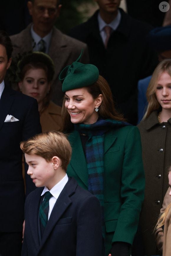 Catherine (Kate) Middleton, princesse de Galles, Prince George - La famille royale britannique se rend à la messe de Noël à Sandringham le 25 décembre 2024.