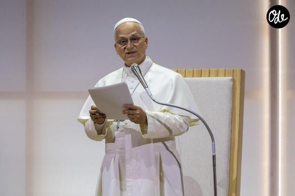 Le pape Léon XIV lors de sa visite à la 47e édition du Meeting pour l’amitié entre les peuples, organisé par le mouvement Communion et Libération. Rimini, 22 août 2026. © ANSA via ZUMA Press / Bestimage