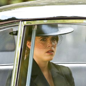 La princesse Eugenie d'York - Sorties du service funéraire à l'Abbaye de Westminster pour les funérailles d'Etat de la reine Elizabeth II d'Angleterre. Le 19 septembre 2022 (Mirrorpix / Bestimage).