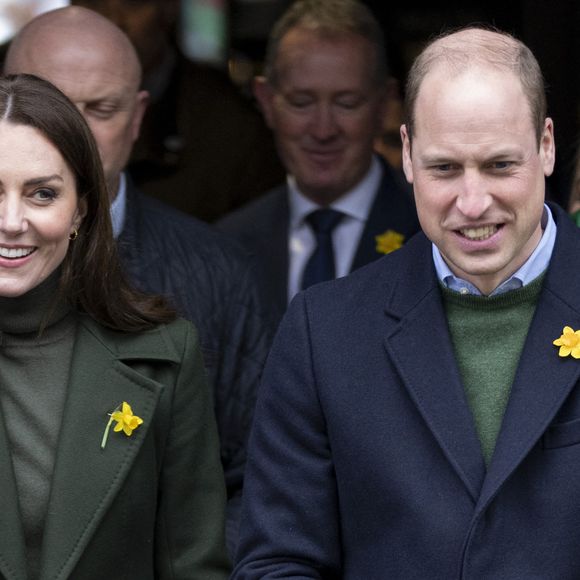 Le prince William et Kate Catherine Middleton en visite au marché de Abergavenny Market au Pays de Galles, à l'occasion du "St David's Day". Le 1er mars 2022. © AGENCE / BESTIMAGE
