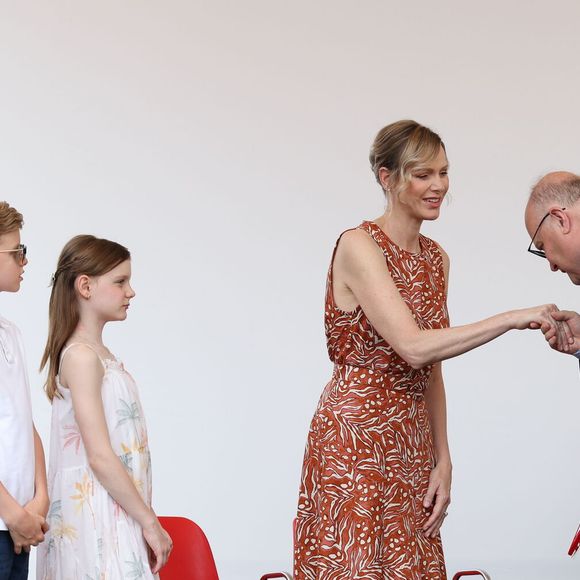 La princesse Charlène de Monaco et le prince Jacques et la princesse Gabriella - Cérémonie d'ouverture de la 6ème édition des Rencontres des Sites Historiques Grimaldi de Monaco, et remise des Trophées aux Officiels le 14 juin 2025. 
© Caudia Albuquerque / Bestimage