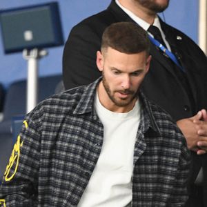 M Pokora et sa compagne Christina Milian au Parc des Princes lors du match de qualification pour la Coupe du monde entre la France et l'Islande. Paris, France, 9 septembre 2025. Photo by Florian Poitout/ABACAPRESS.COM