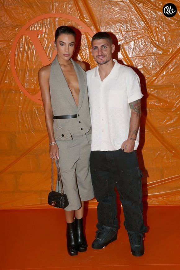 Jessica Aidi et Marco Verratti au photocall du défilé de mode prêt-à-porter Louis Vuitton Printemps/été 2024 lors de la Fashion Week de Paris (PFW), à Paris, France, le 2 octobre 2023. © Bertrand Rindoff/Bestimage
