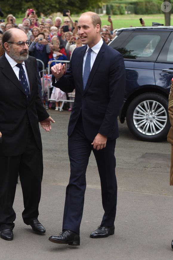 Le prince William, duc de Cambridge,  arrive au parc Mary Stevens pour l'inauguration d'une statue de Frank Foley à Birmingham le 18 septembre 2018.