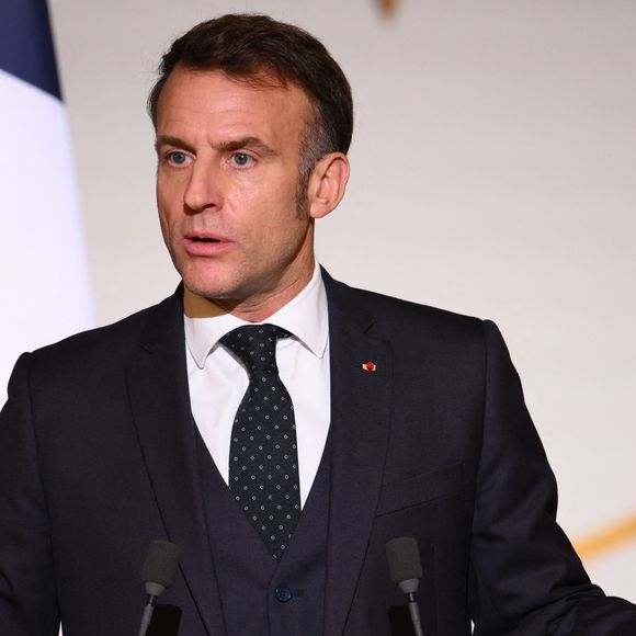 Le président français Emmanuel Macron lors de la Conférence des ambassadeurs 2026 au palais de l'Élysée à Paris, le 8 janvier 2026. © Eliot Blondet / Pool / Bestimage