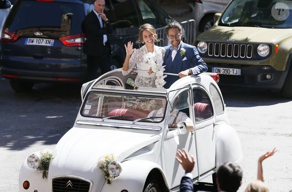 Mariage de Thomas Hollande et de la journaliste Emilie Broussouloux en l'église de Meyssac en Corrèze, près de Brive, ville d'Emilie le 8 septembre 2018. © Patrick Bernard-Guillaume Collet / Bestimage