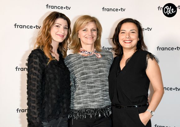 Les Miss Météo : Chloé Nabédian, Valérie Maurice et Anaïs Baydemir lors du photocall de la conférence de presse de France 2 au théâtre Marigny à Paris, le 18 juin 2019
© Coadic Guirec / Bestimage