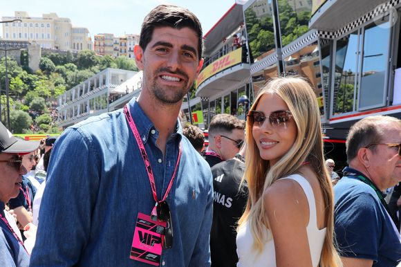 Thibaut Courtois et sa femme, Mishel Gerzig au Grand Prix de F1 de Monaco au Circuit de Monaco le 25 mai 2025 à Monte-Carlo, Monaco. Photo by Simon Bridger/SplashNews/ABACAPRESS.COM