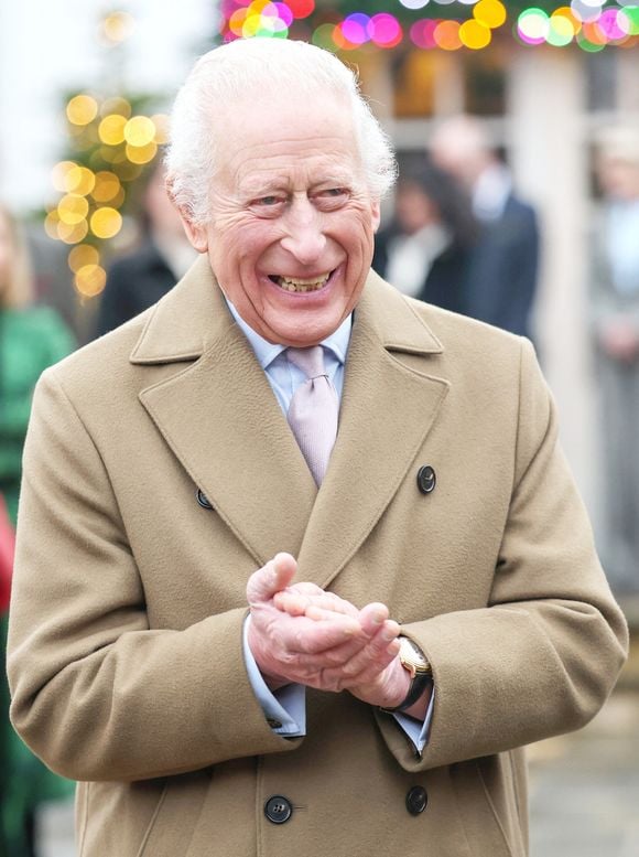 Le roi Charles III d'Angleterre lors de l’atelier annuel de la Fondation du roi à Tetbury, dans le Gloucestershire. ©Alpha Press