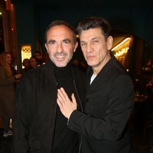 Nikos Aliagas et Marc Lavoine lors de la Générale de Presse du Spectacle de Marc Lavoine & Fabrice Aboulker "Les souliers rouges" a Paris, France, le 04 Février 2020. Photo par Jerome Domine/Abaca