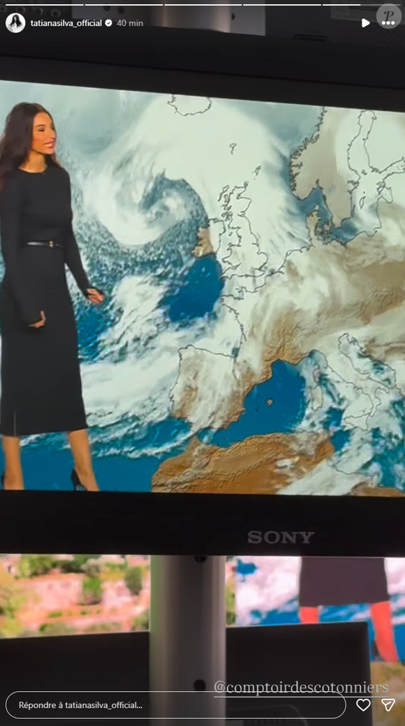 C'est une robe signée Comptoir des cotonniers et vendue à 95 euros qui a fait craquer la jeune maman à la silhouette parfaite.

Tatiana Silva en robe noire pour présenter la météo sur TF1.