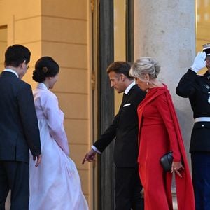 Emmanuel Macron, Brigitte Macron, Lee Jae Myung et Kim Hye Kyung - Dîner d'état de l'Elysée pour le président sud-coréen Lee Jae Myung le 8 septembre 2026  © Christian Liewig/Bestimage
