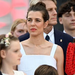 Charlotte Casiraghi et son fils Balthazar Rassam - Célébration des 20 ans de règne du prince souverain Albert II de Monaco sur la place du Palais à Monaco, le 19 juillet 2025. © Bruno Bebert/Bestimage