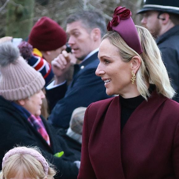 Zara Tindall Phillips - La famille royale britannique se rend à la messe de Noël à Sandringham le 25 décembre 2024.