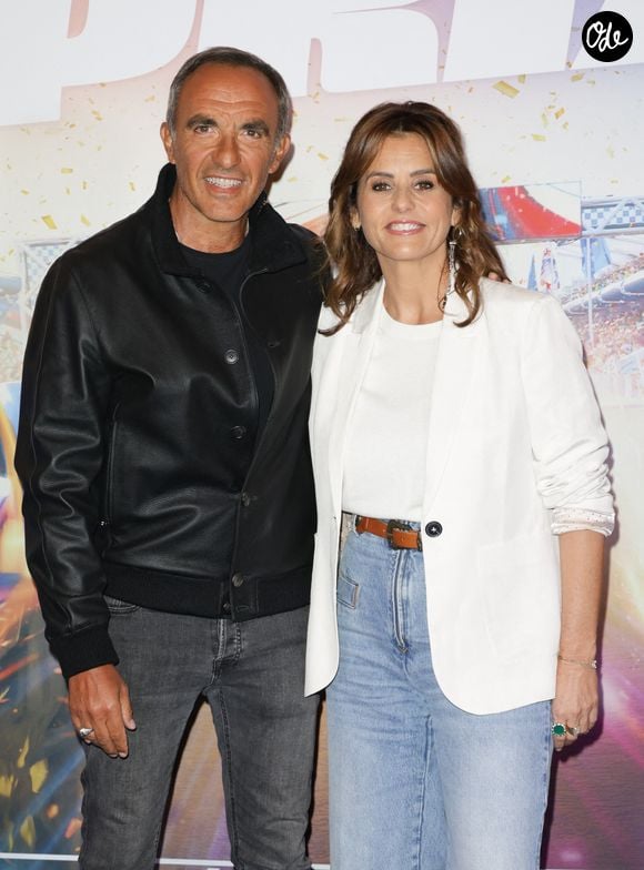 Nikos Aliagas et Faustine Bollaert - Avant-première du film "Super Grand Prix" au cinéma le Grand Rex à Paris le 28 septembre 2025. © Coadic Guirec/Bestimage