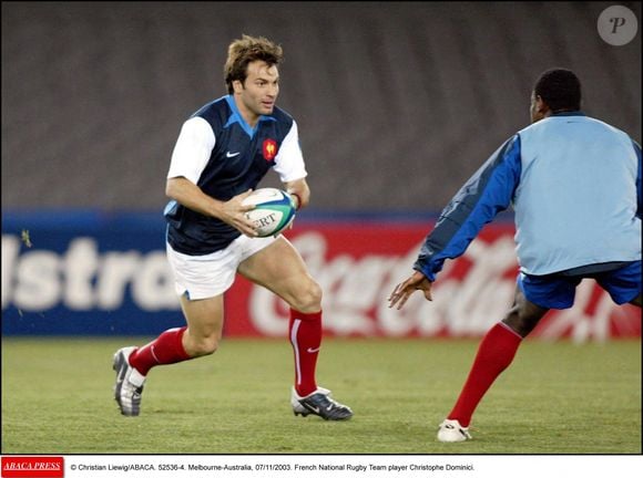 Le joueur de l'équipe nationale française de rugby Christophe Dominici en Australie le 7 novembre 2003. © Christian Liewig/ABACA