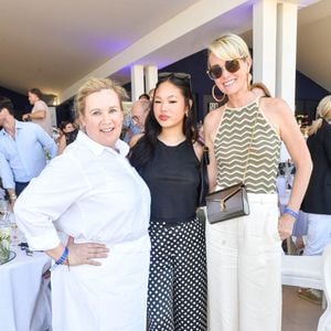 Exclusif - La cheffe Hélène Darroze, Laeticia Hallyday et sa fille Joy dans l'Espace VIP lors de la 9ème édition du "Longines Paris Eiffel Jumping" au Champ de Mars à Paris, France, le 25 juin 2023. © Perusseau-Veeren/Bestimage