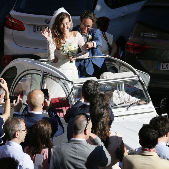 Mariage de Thomas Hollande et de la journaliste Emilie Broussouloux l'église de Meyssac en Corrèze, près de Brive, ville d'Emiie. Le 8 Septembre 2018.
© Patrick Bernard-Guillaume Collet / Bestimage